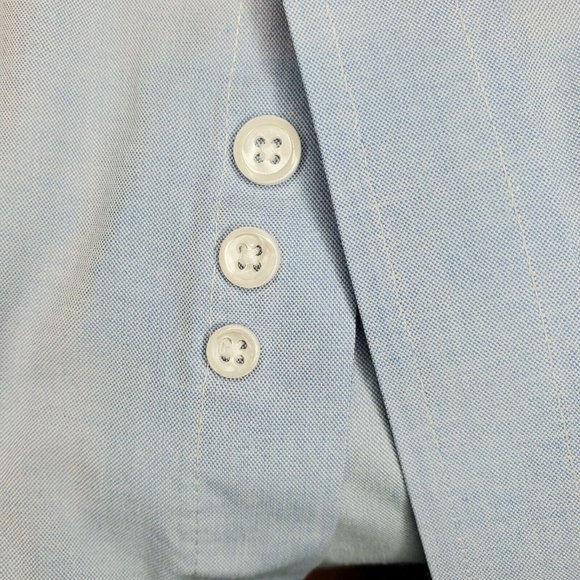 Stuart Hughes 15 1/2 32-33 Button Up Blue Dress Shirt With Extra Buttons - Picture 10 of 10
